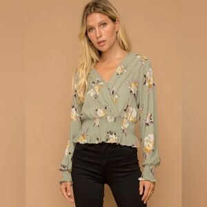 Floral V-Neck Women Top